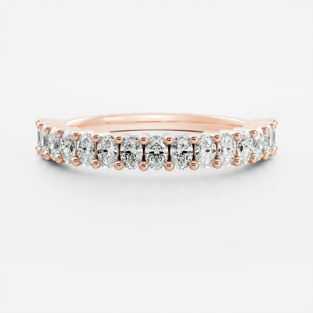 Oval Lab Grown Diamond Half Eternity Pave Wedding Band