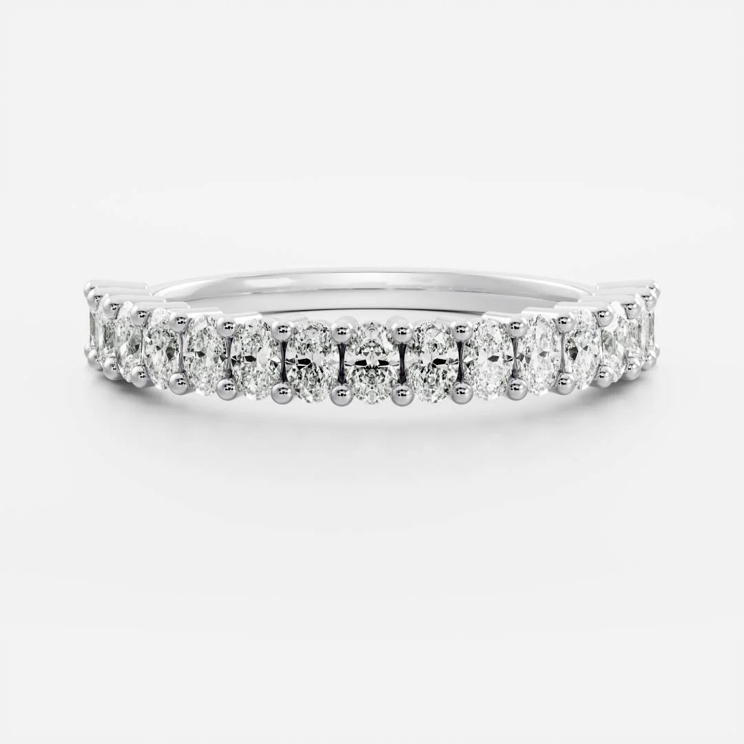Oval Lab Grown Diamond Half Eternity Pave Wedding Band