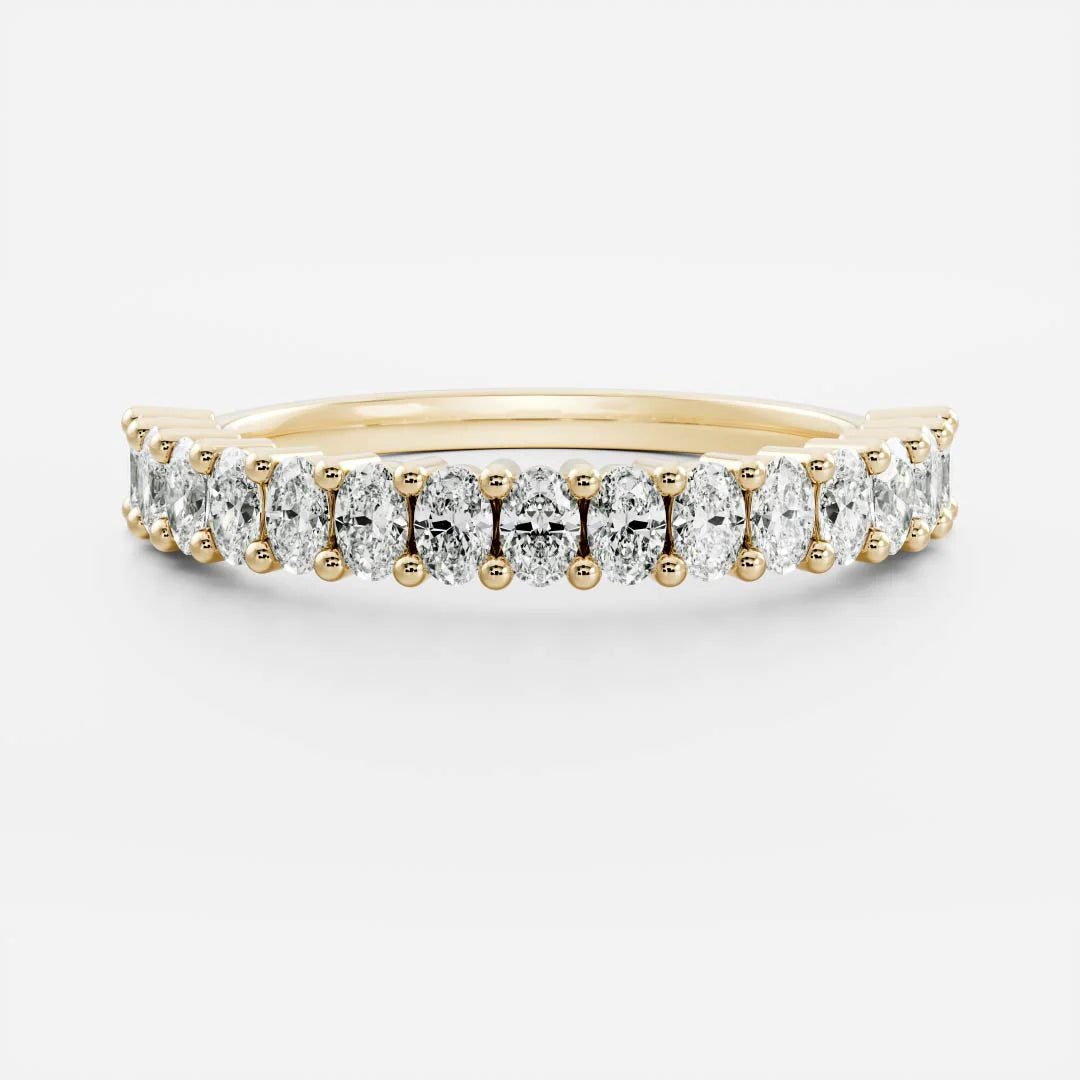 Oval Lab Grown Diamond Half Eternity Pave Wedding Band