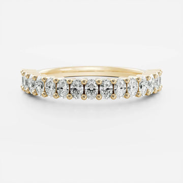 Oval Lab Grown Diamond Half Eternity Pave Wedding Band