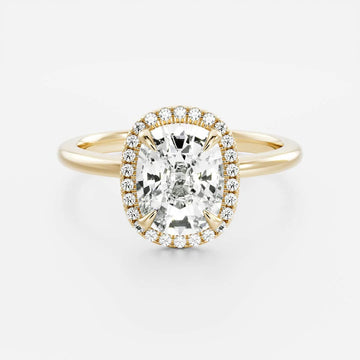1.0CT Elongated Cushion Lab Grown Diamond Halo Solitaire Engagement Ring