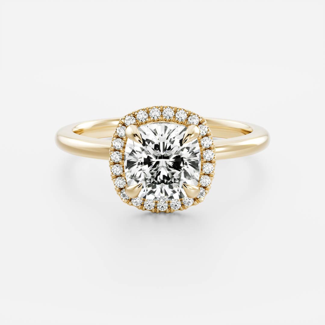 1.0CT Cushion Lab Grown Diamond Halo Solitaire Engagement Ring