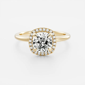 1.0CT Cushion Lab Grown Diamond Halo Solitaire Engagement Ring