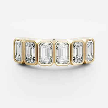 Emerald Cut Lab Grown Diamond Bezel Wedding Band