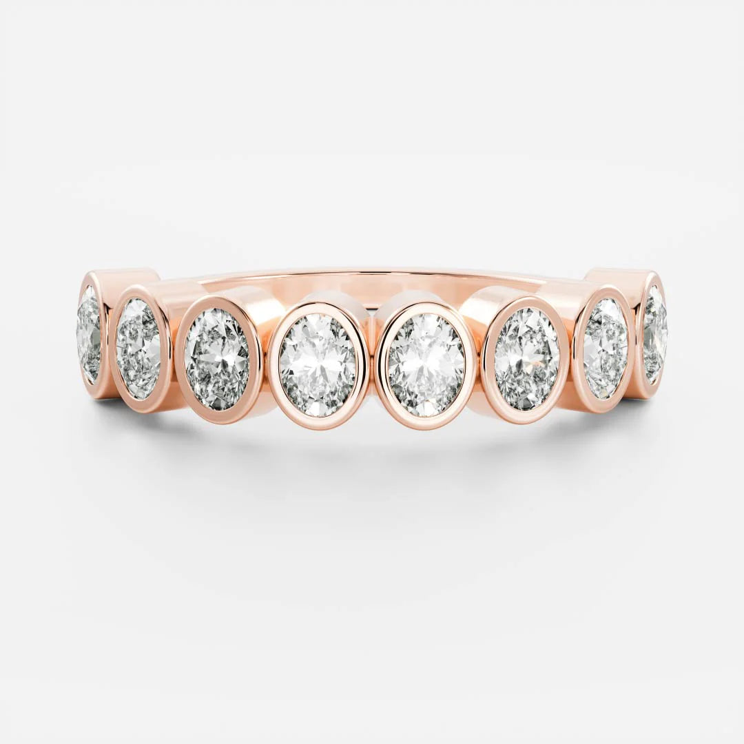 Oval Cut Lab Grown Diamond Bezel Wedding Band