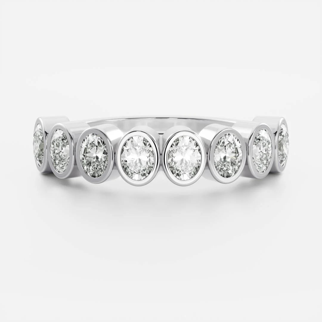 Oval Cut Lab Grown Diamond Bezel Wedding Band