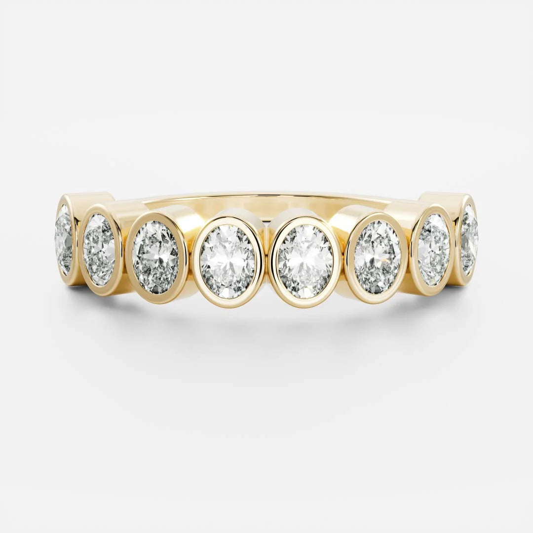 Oval Cut Lab Grown Diamond Bezel Wedding Band