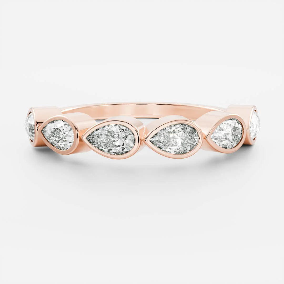 Pear Cut Lab Grown Diamond Bezel Wedding Band