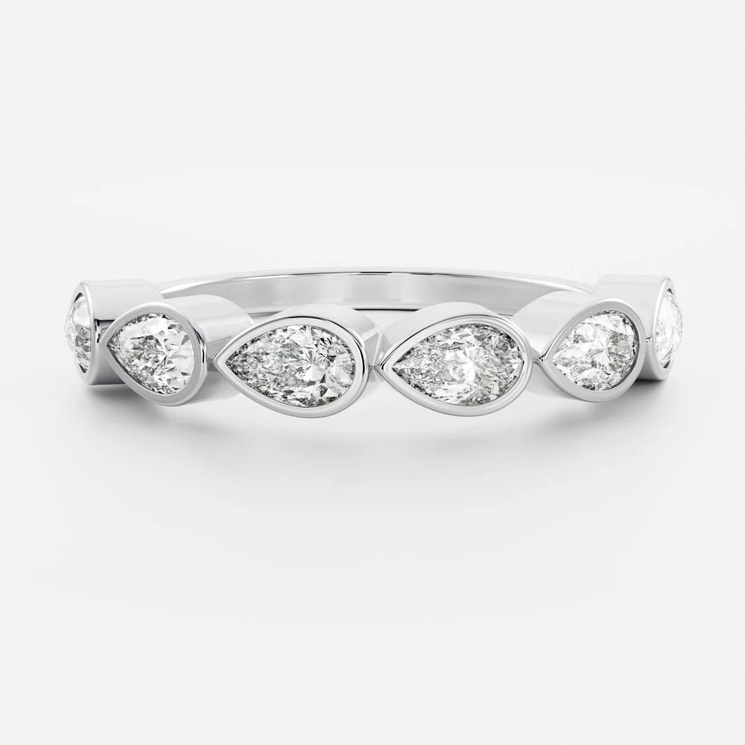 Pear Cut Lab Grown Diamond Bezel Wedding Band