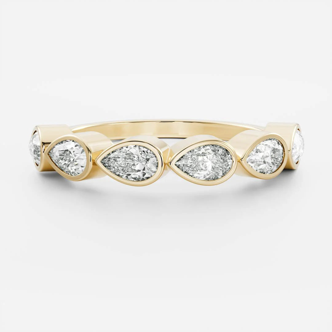 Pear Cut Lab Grown Diamond Bezel Wedding Band