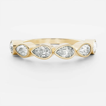 Pear Cut Lab Grown Diamond Bezel Wedding Band