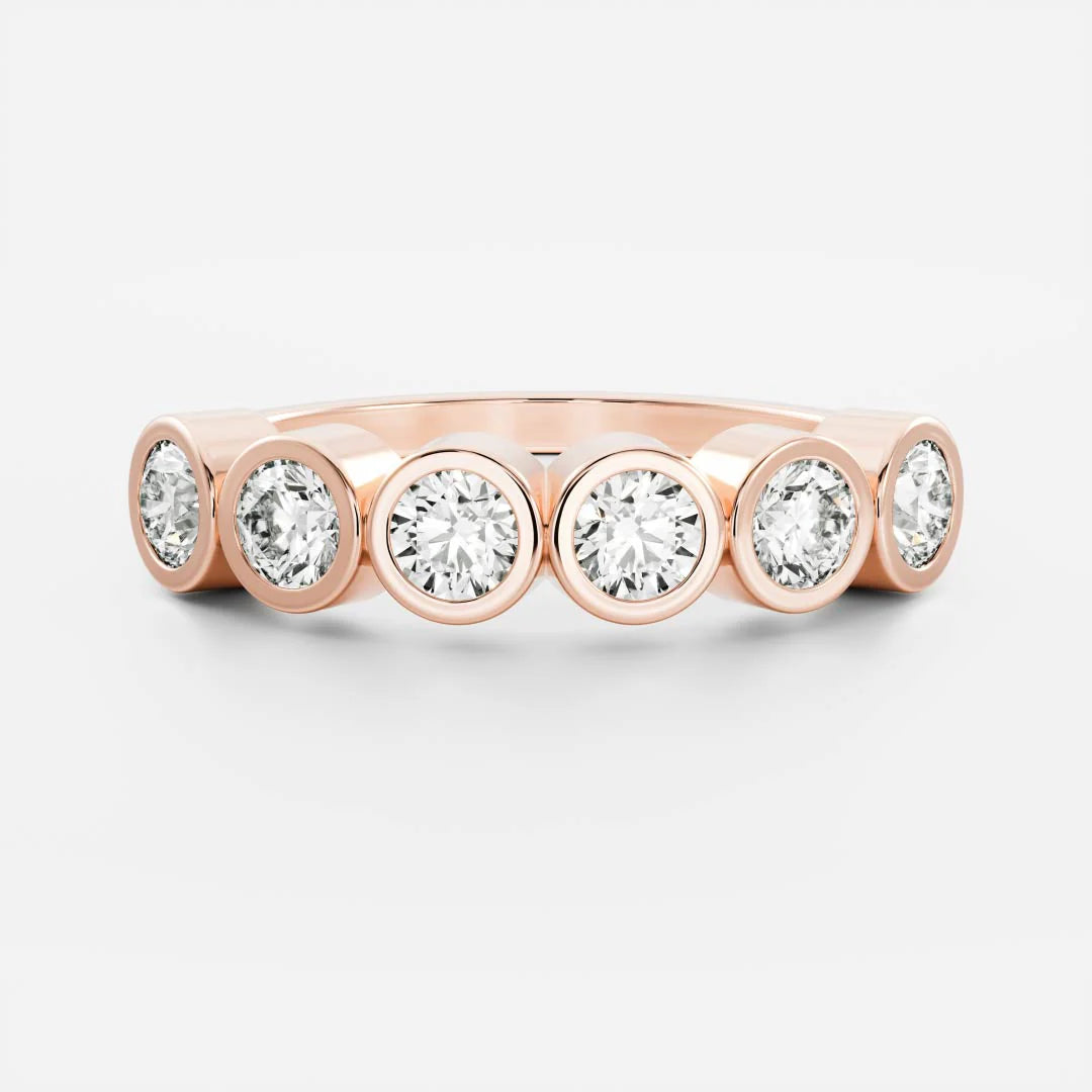 Round Cut Lab Grown Diamond Bezel Wedding Band
