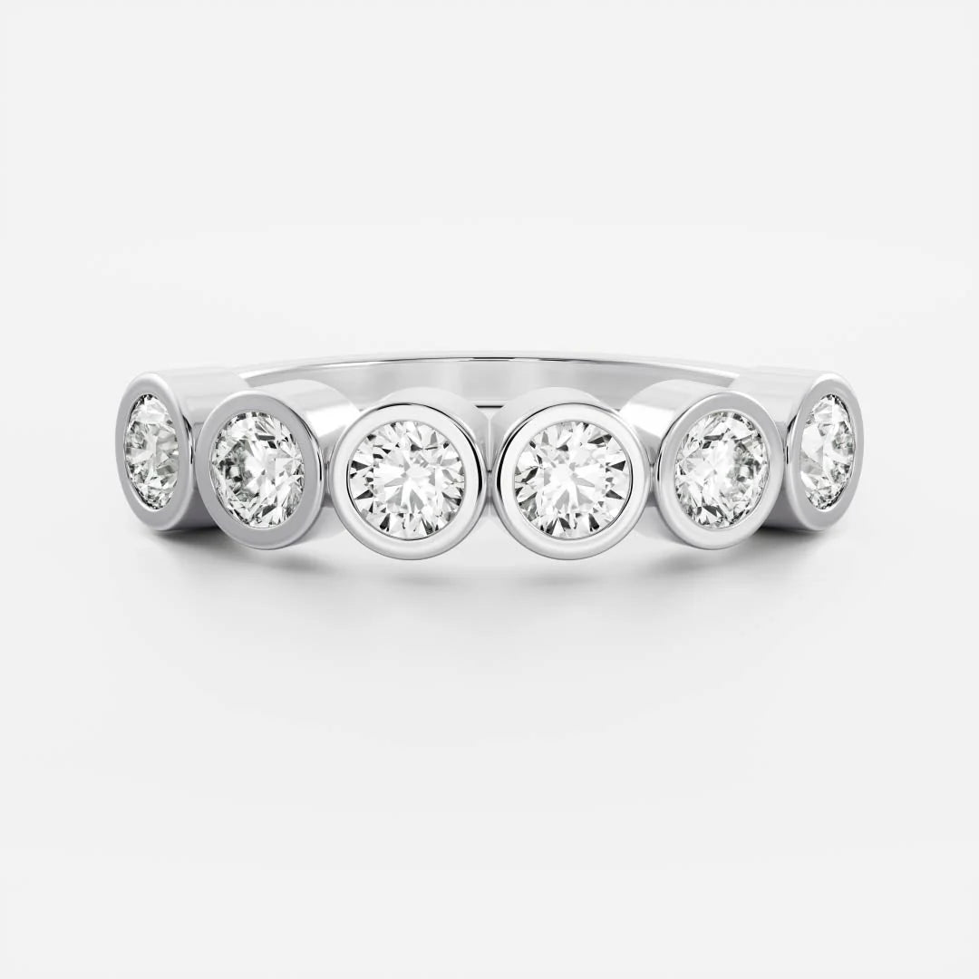 Round Cut Lab Grown Diamond Bezel Wedding Band