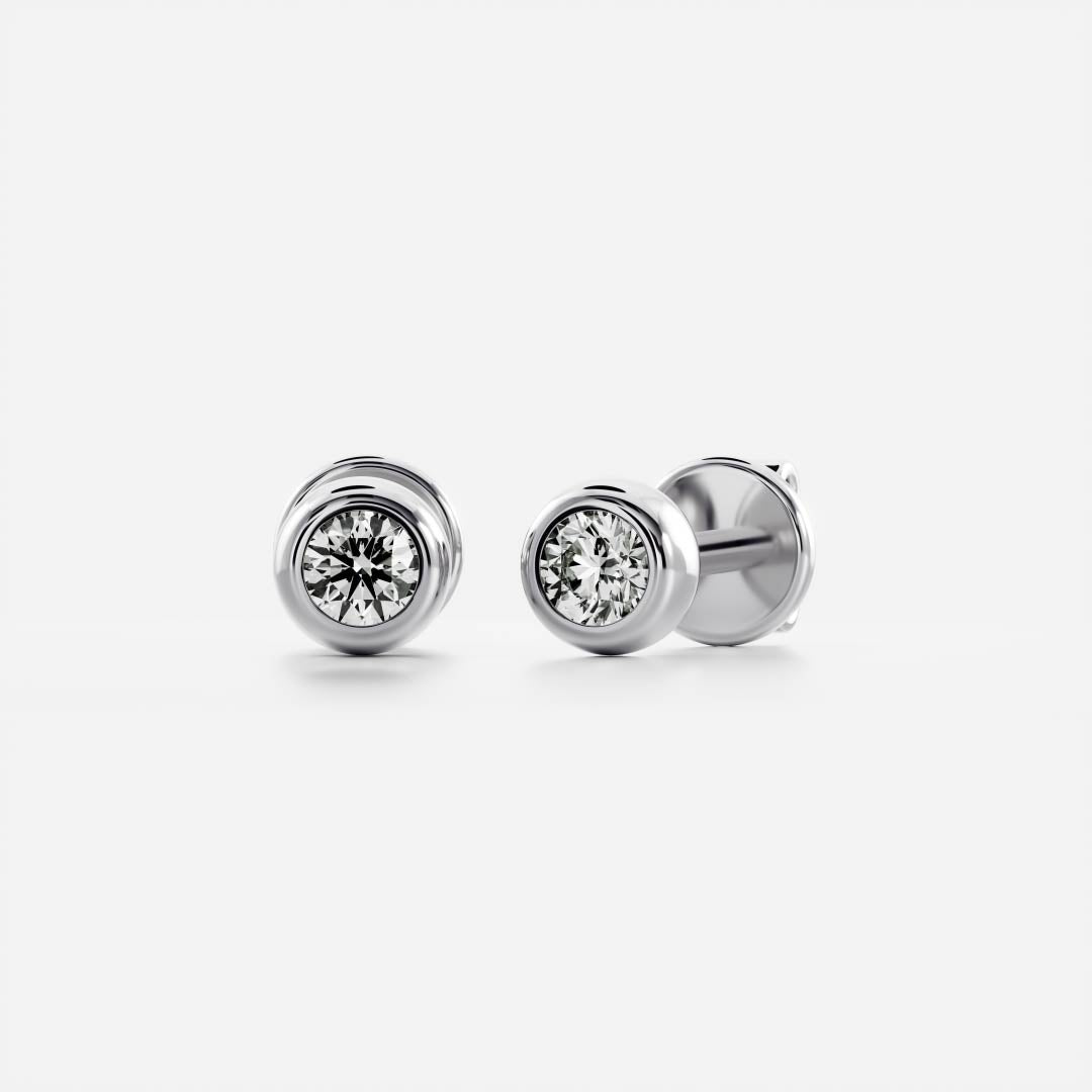 Round Lab Grown Diamond Bezel Stud Earrings