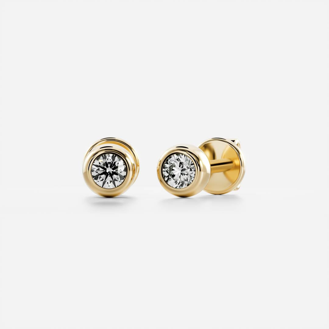Round Lab Grown Diamond Bezel Stud Earrings