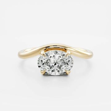 2.0CT East West Oval Lab Grown Diamond Curved Solitaire Unique Engagement Ring