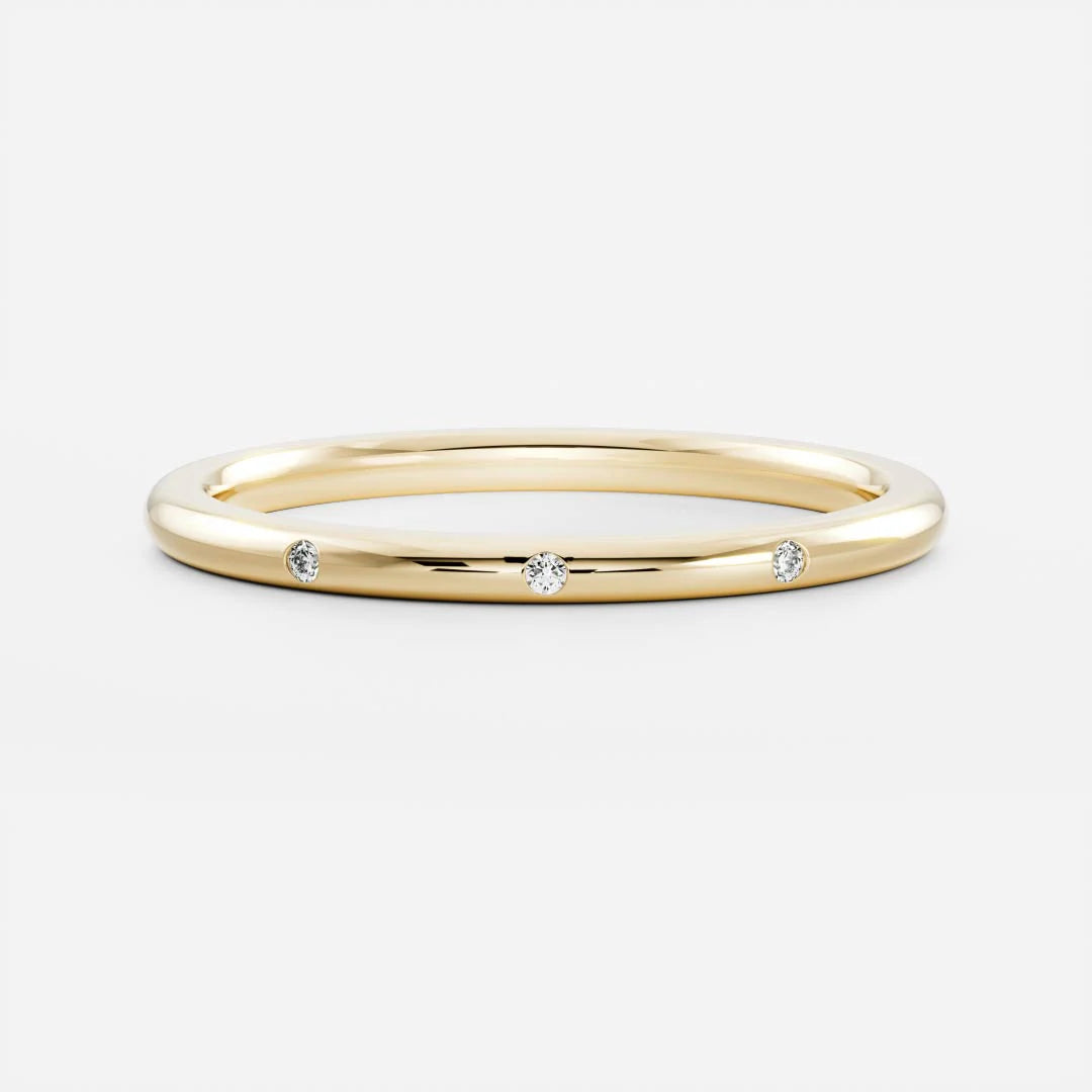 Flush Set Round Lab Grown Diamond Wedding Band