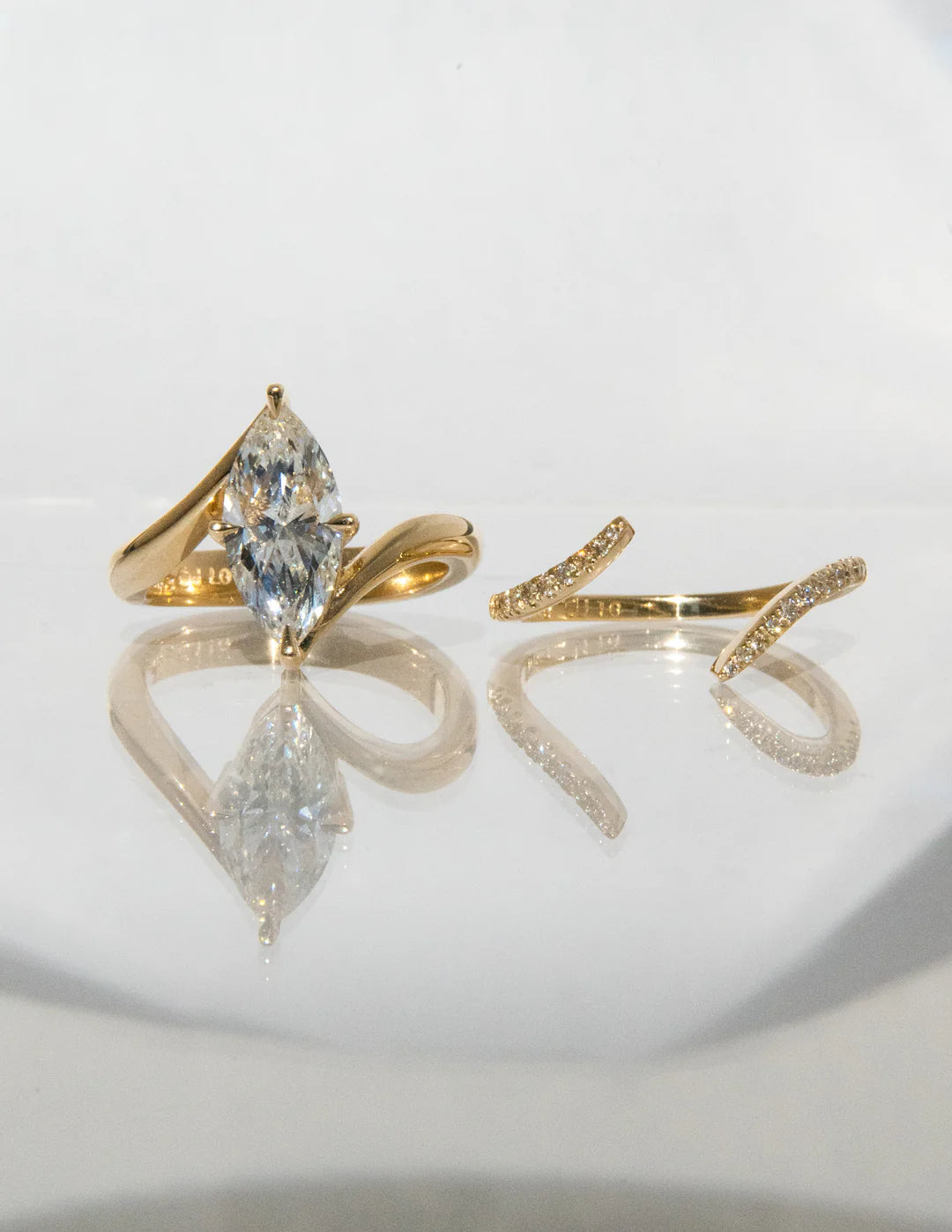 2.0CT Marquise Lab Grown Diamond By Pass Unique Ring With Band