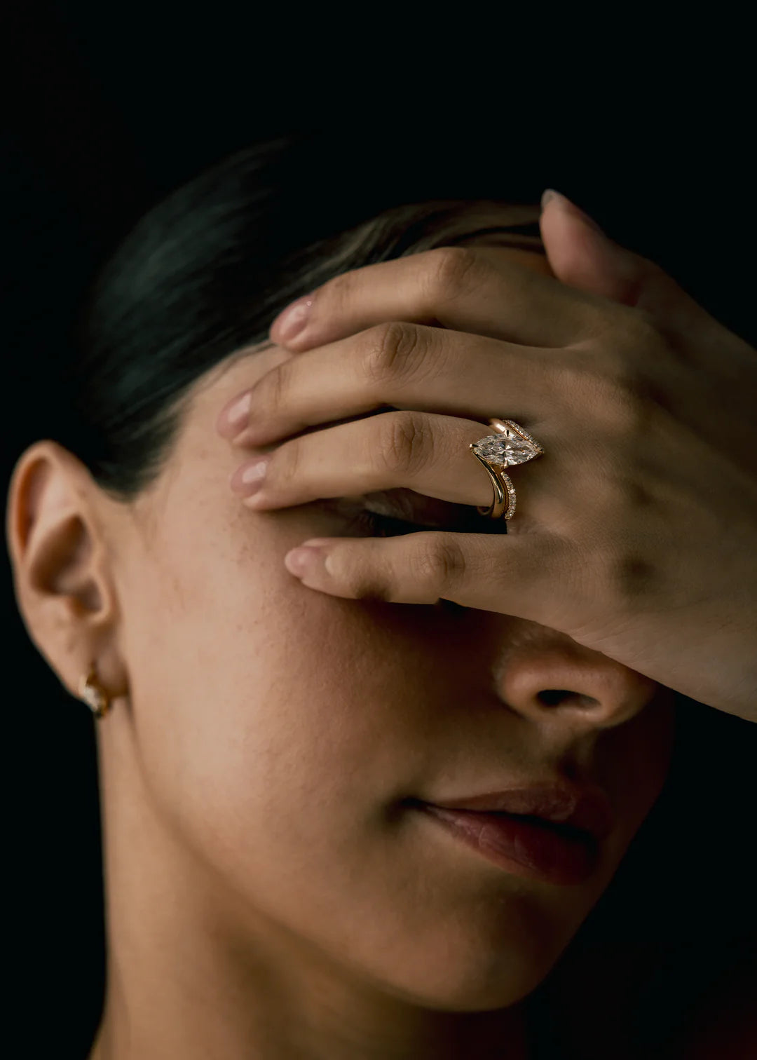2.0CT Marquise Lab Grown Diamond By Pass Unique Ring With Band