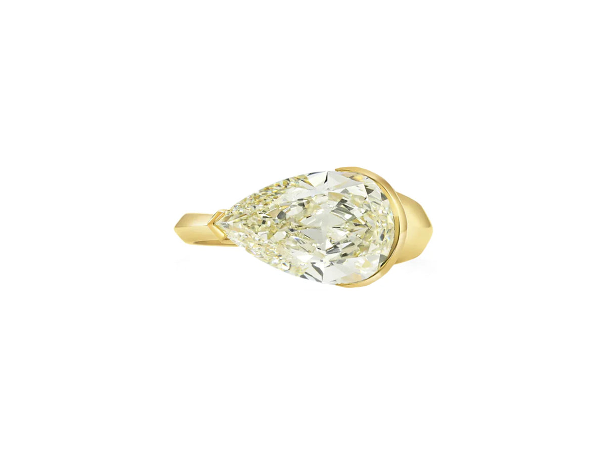 3.0CT East West Yellow Pear Cut Lab Grown Diamond Knife Edge Band Engagement Ring
