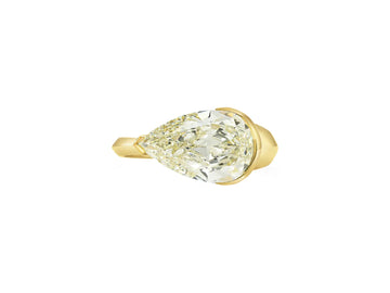 3.0CT East West Yellow Pear Cut Lab Grown Diamond Knife Edge Band Engagement Ring