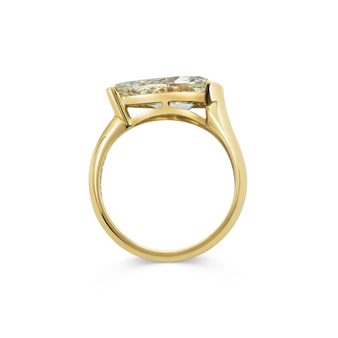 3.0CT East West Yellow Pear Cut Lab Grown Diamond Knife Edge Band Engagement Ring