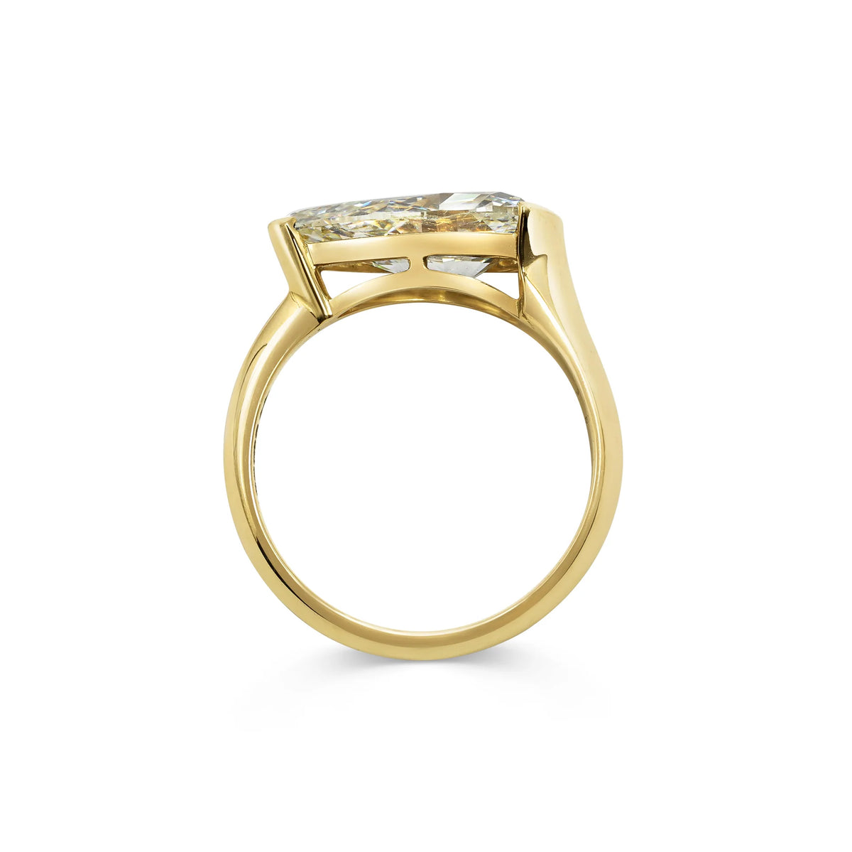 3.0CT East West Yellow Pear Cut Lab Grown Diamond Knife Edge Band Engagement Ring