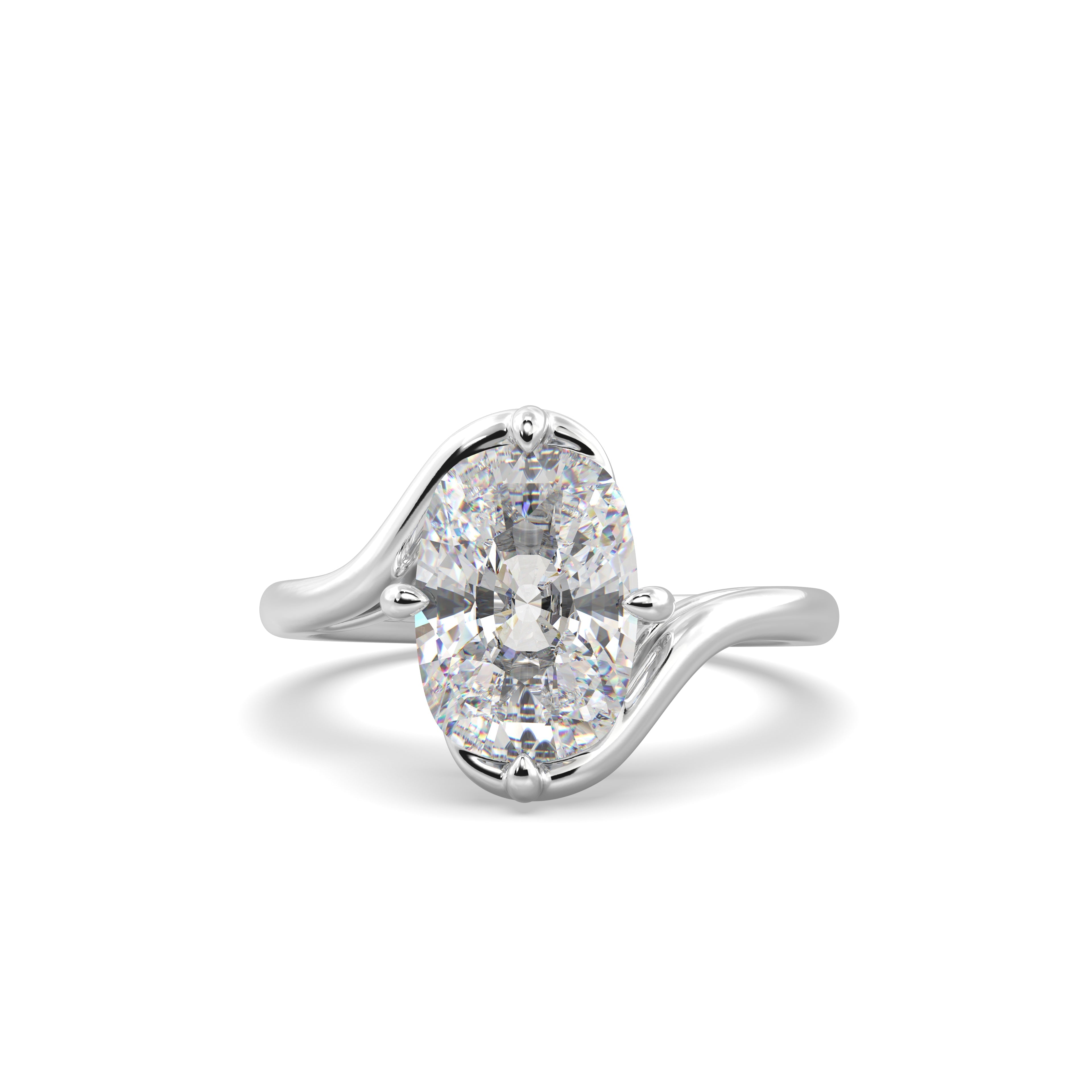 2.0CT Old Mine Cut Elongated Cushion Lab Grown Diamond Bypass Engagement Ring