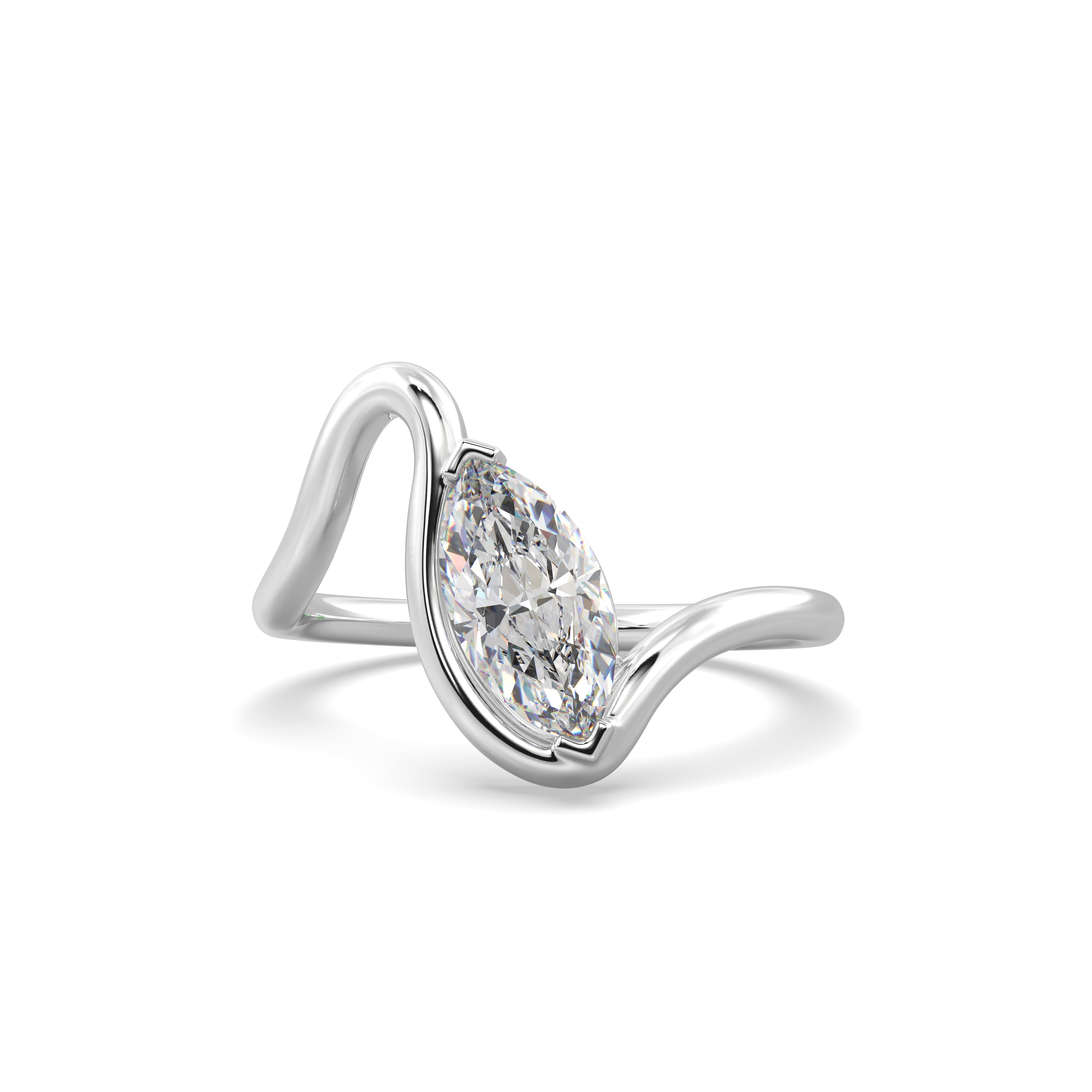 2.0CT Marquise Lab Grown Diamond Bypass Engagement Ring