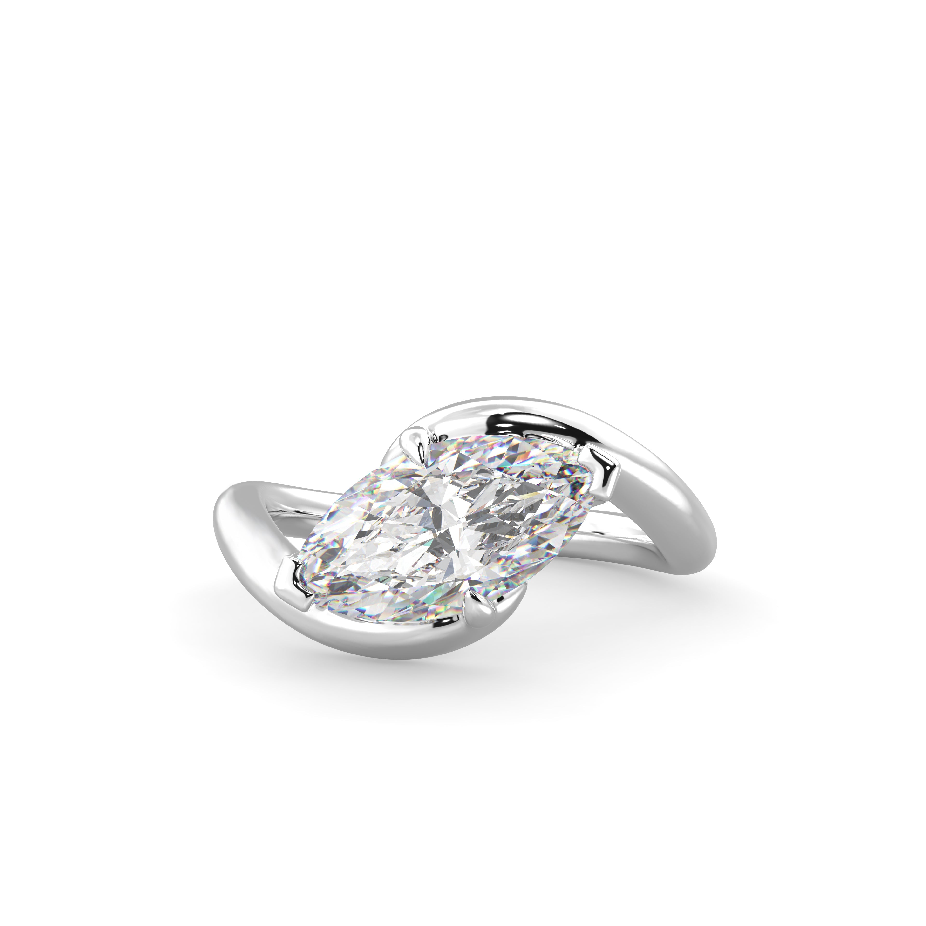 2.0CT East West Marquise Lab Grown Diamond Bypass Engagement Ring