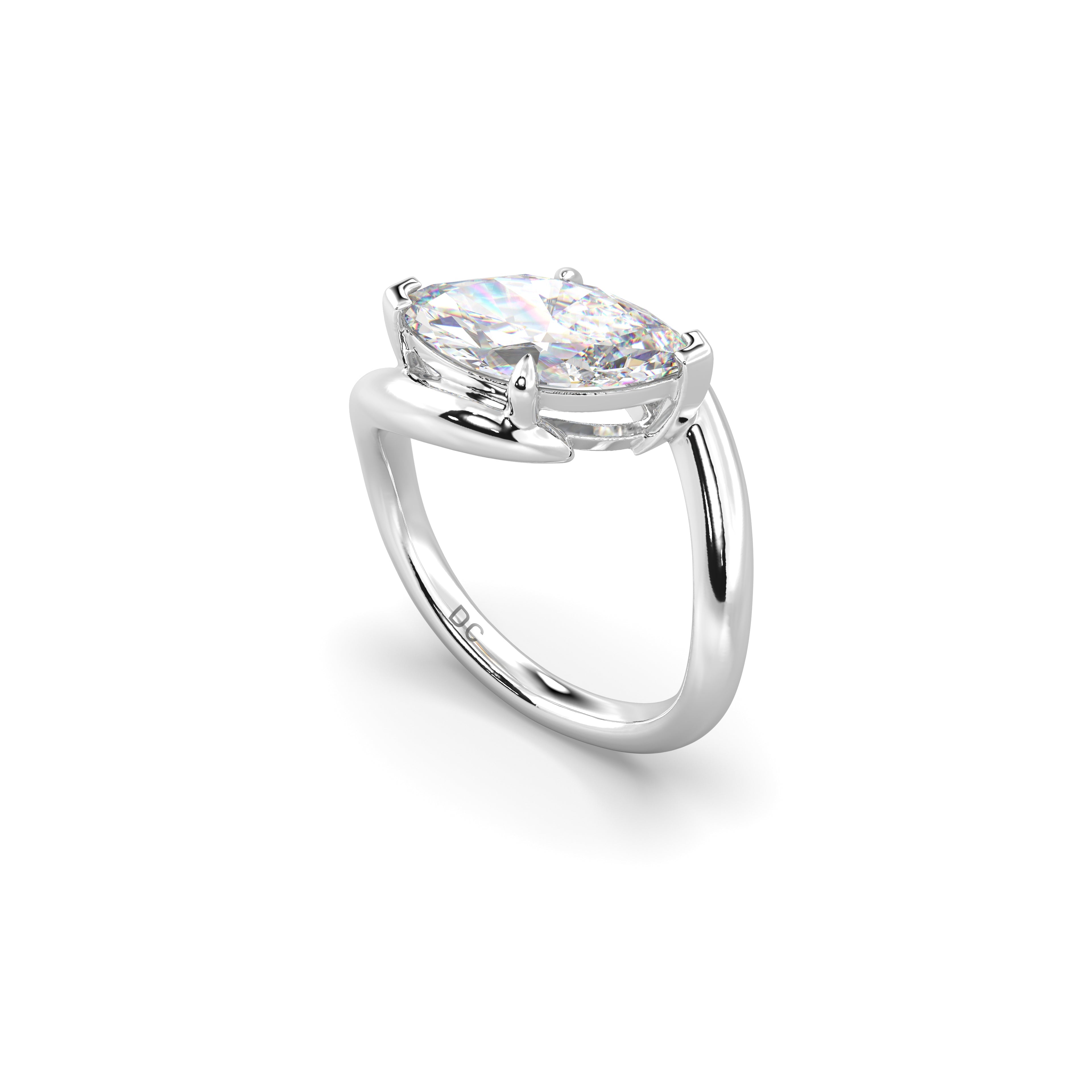 2.0CT East West Marquise Lab Grown Diamond Bypass Engagement Ring