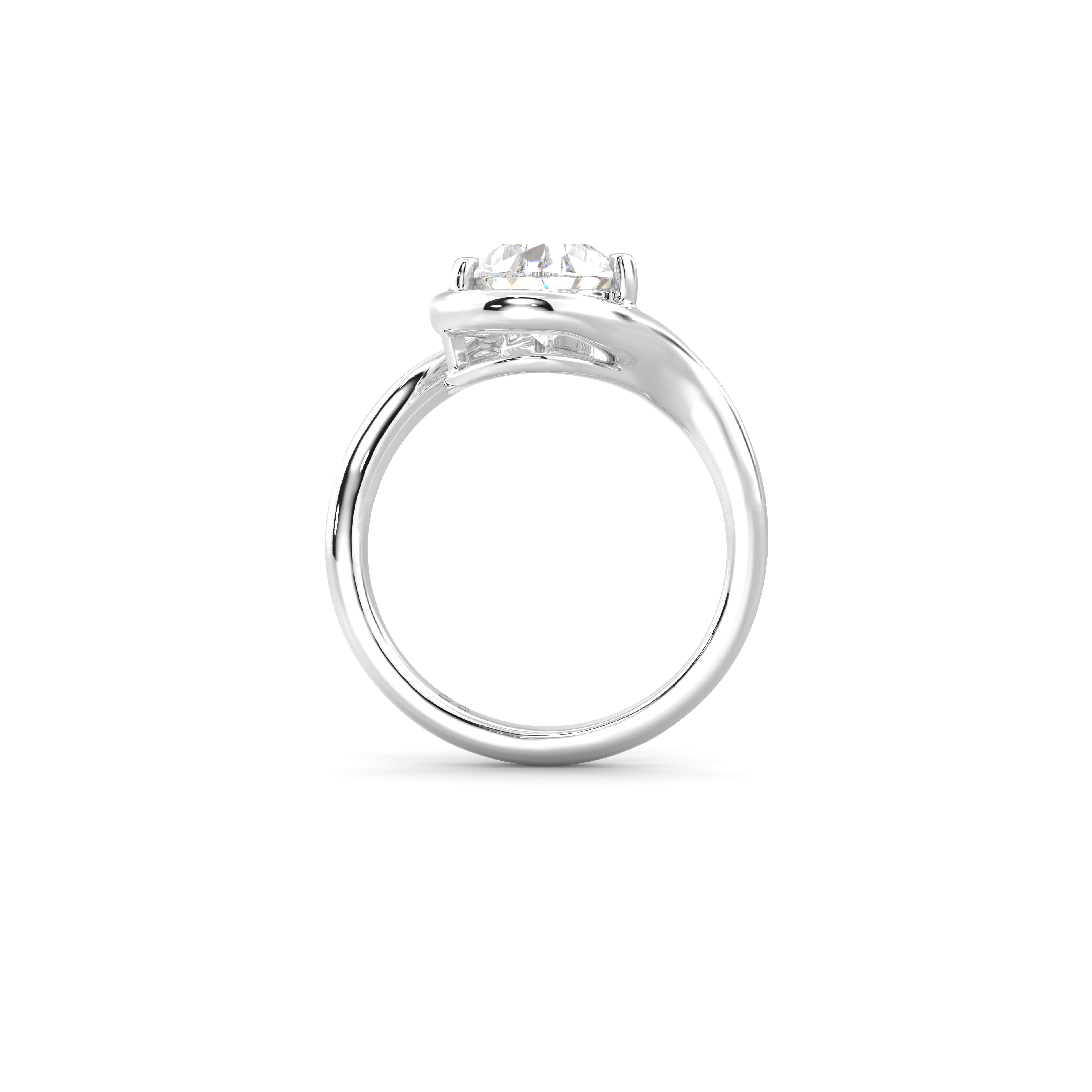 2.0CT Half Bezel Set Pear Lab Grown Diamond Bypass Engagement Ring
