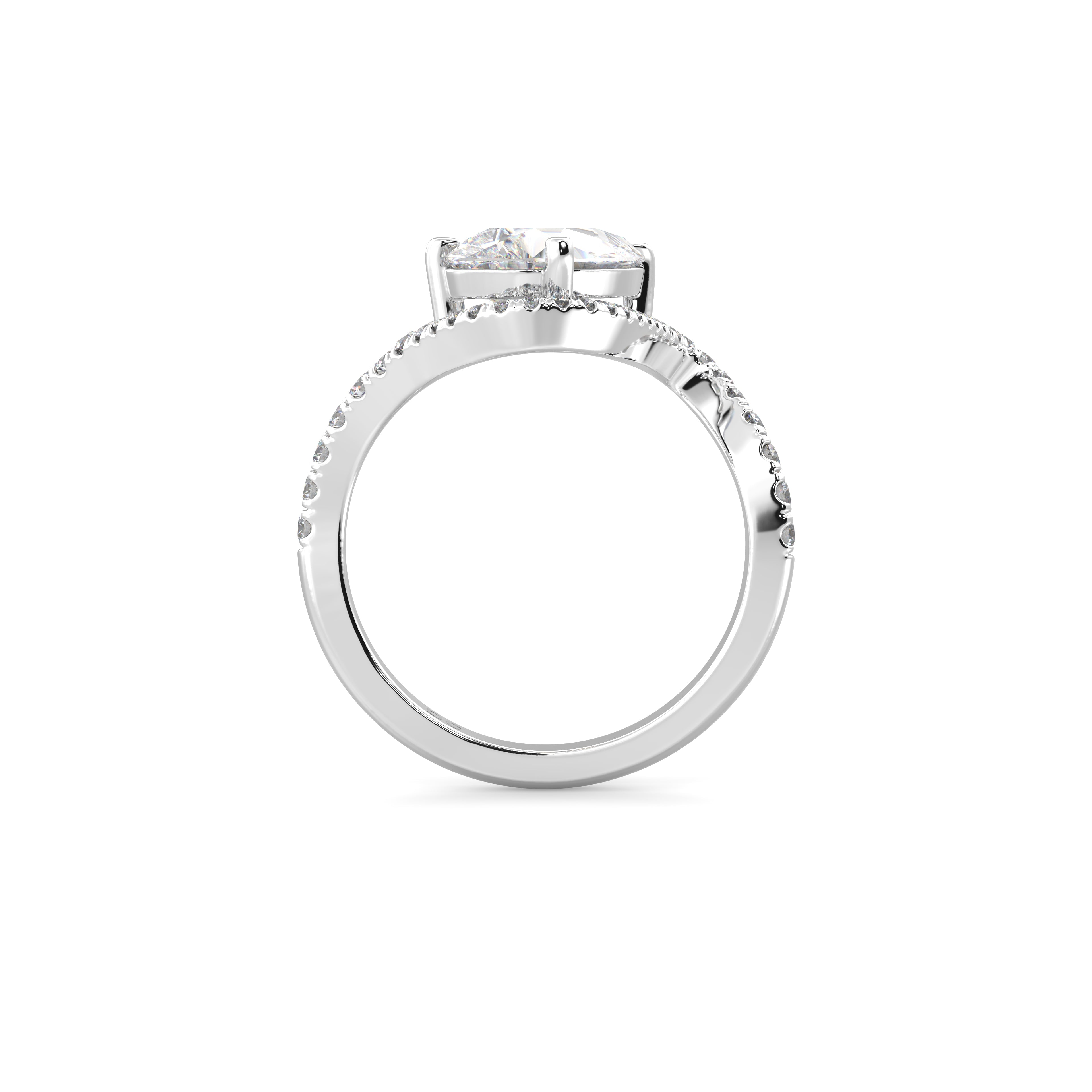 2.0CT East West Pear Lab Grown Diamond Twist Pave Unique Engagement Ring