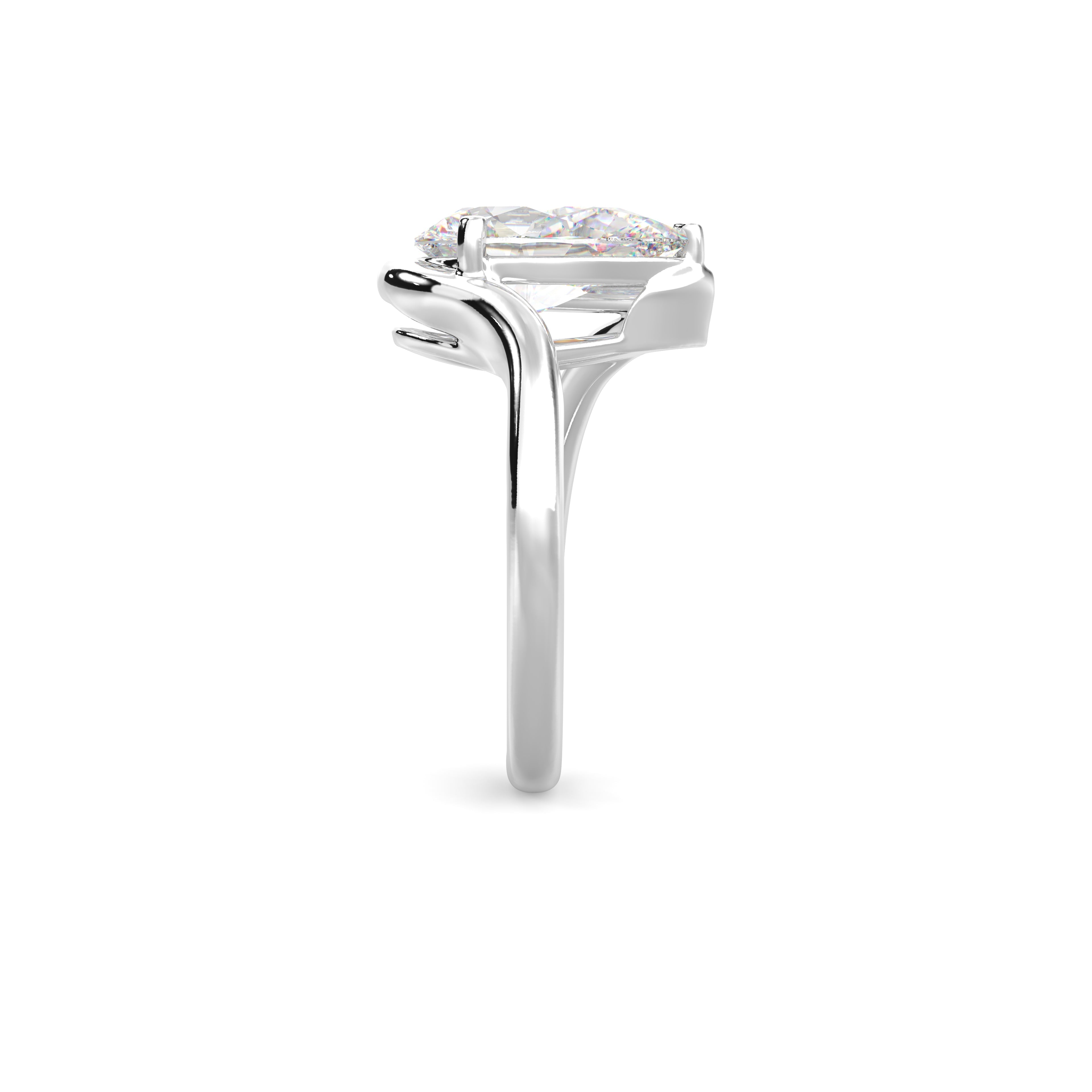 2.0CT Half Bezel Set Pear Lab Grown Diamond Bypass Engagement Ring