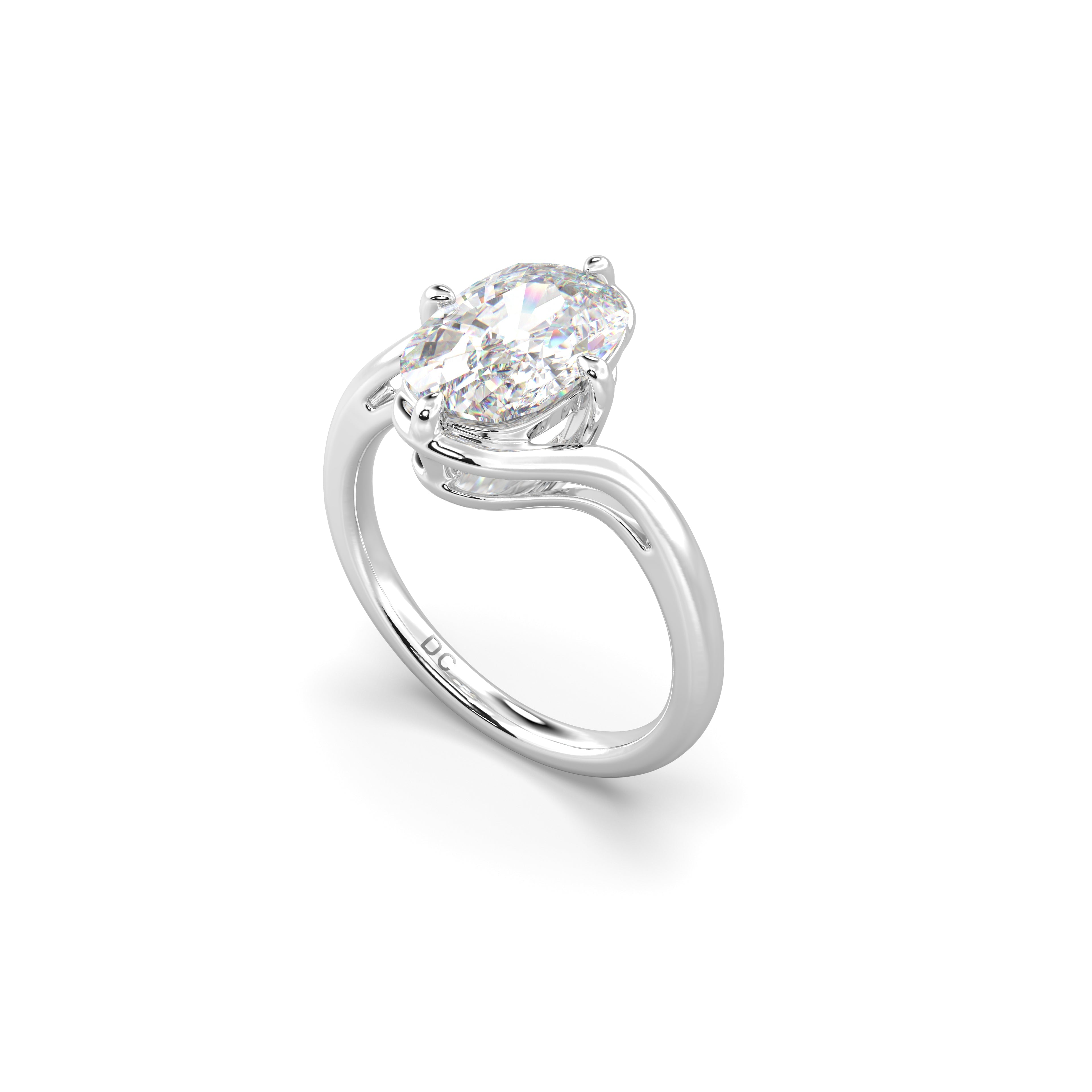 2.0CT Old Mine Cut Elongated Cushion Lab Grown Diamond Bypass Engagement Ring
