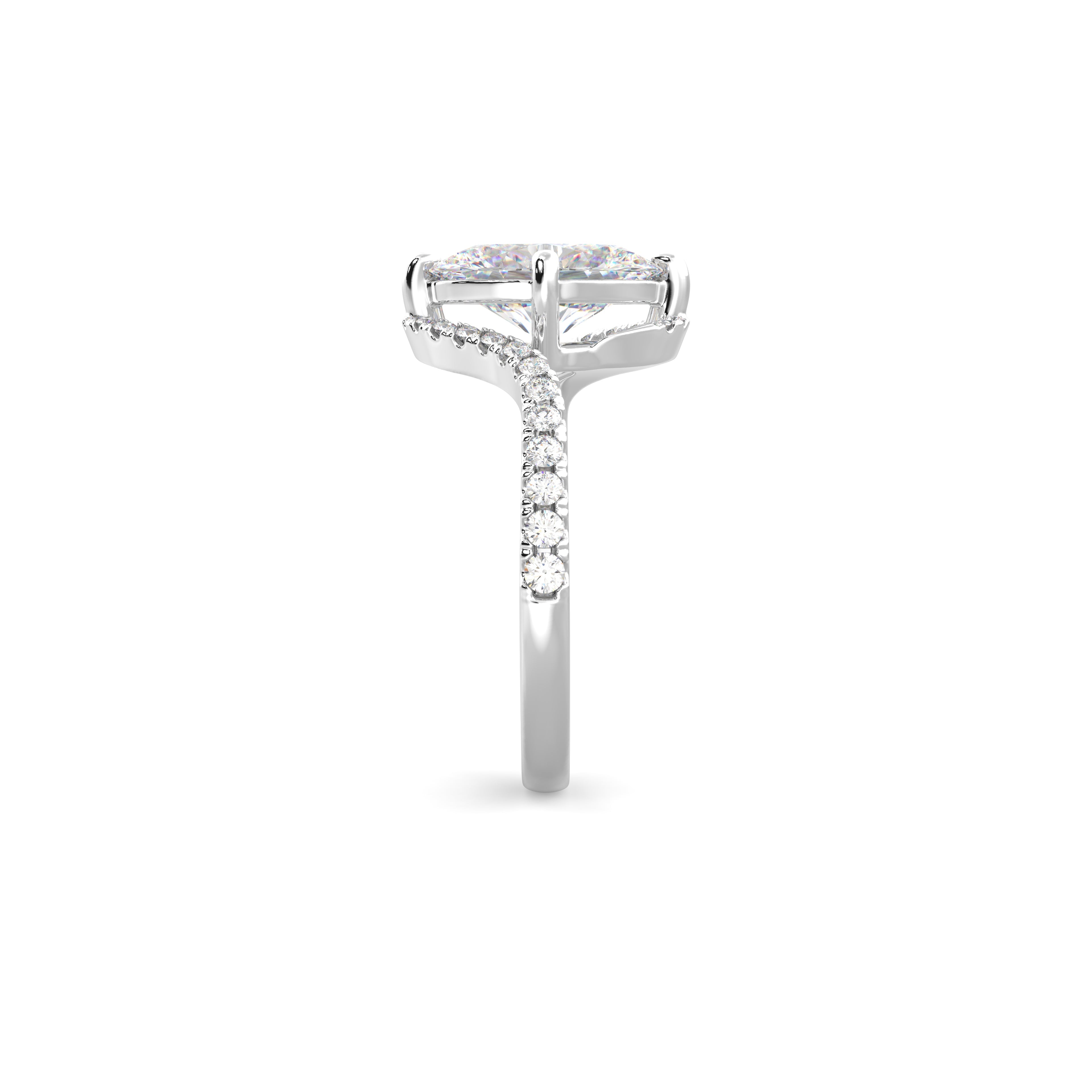 2.0CT Oval Lab Grown Diamond Pave Bypass Engagement Ring