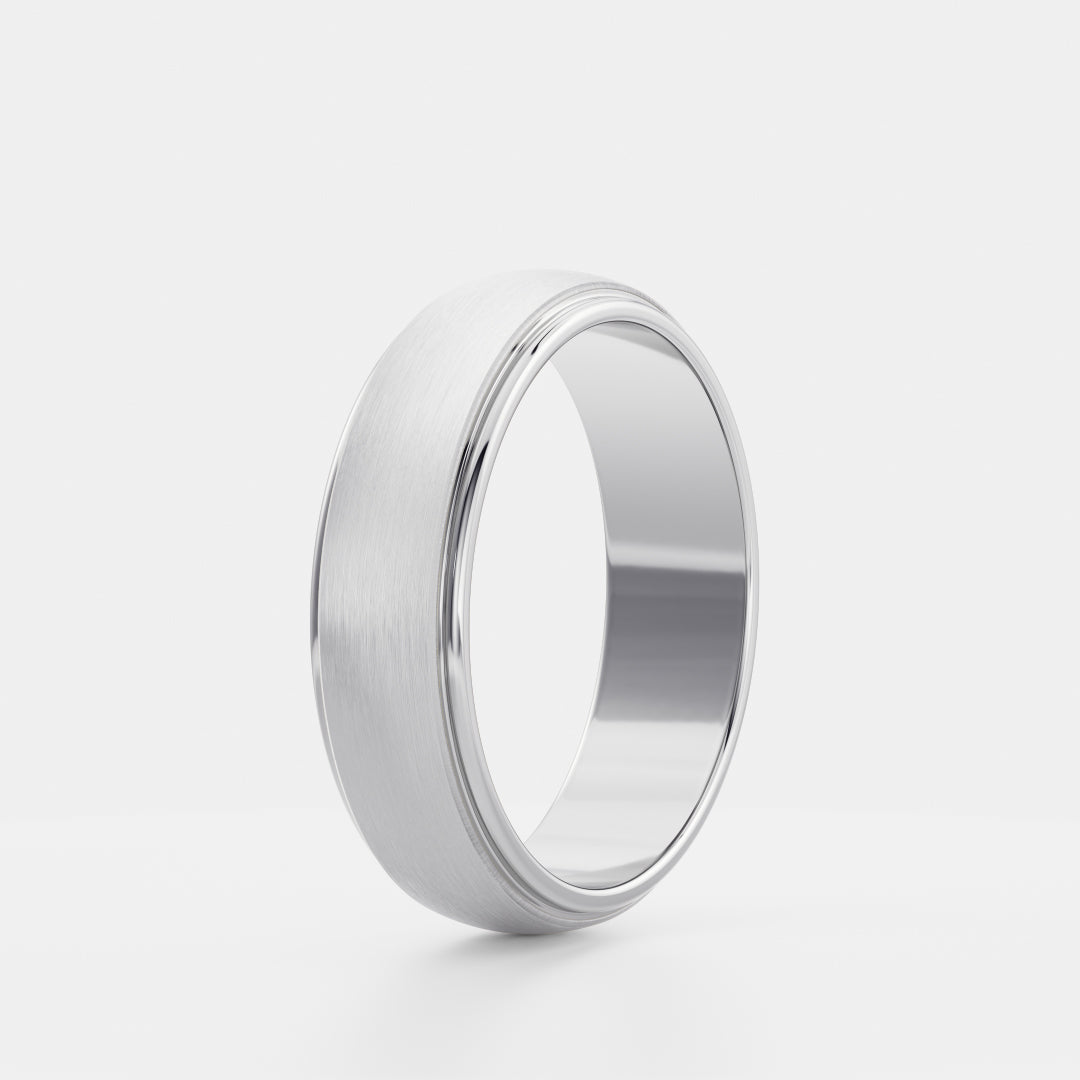 18K Solid Gold Brushed Finish Comfort Fit Men's Wedding Band