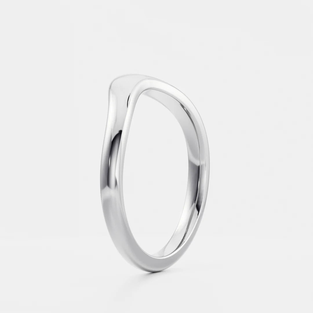 14K Solid Gold Curved Wedding Band