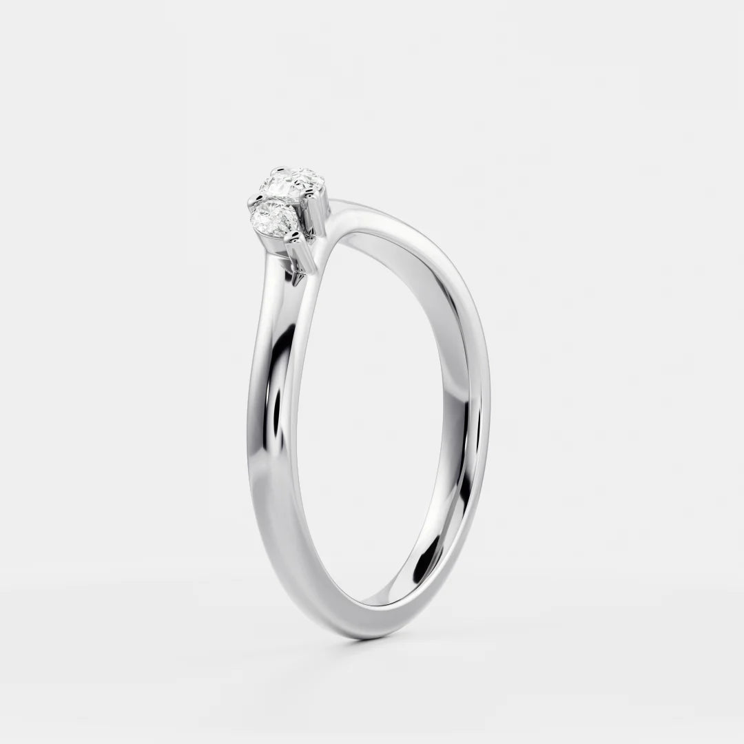 Pear Shape Lab Grown Diamond Curved Wedding Band
