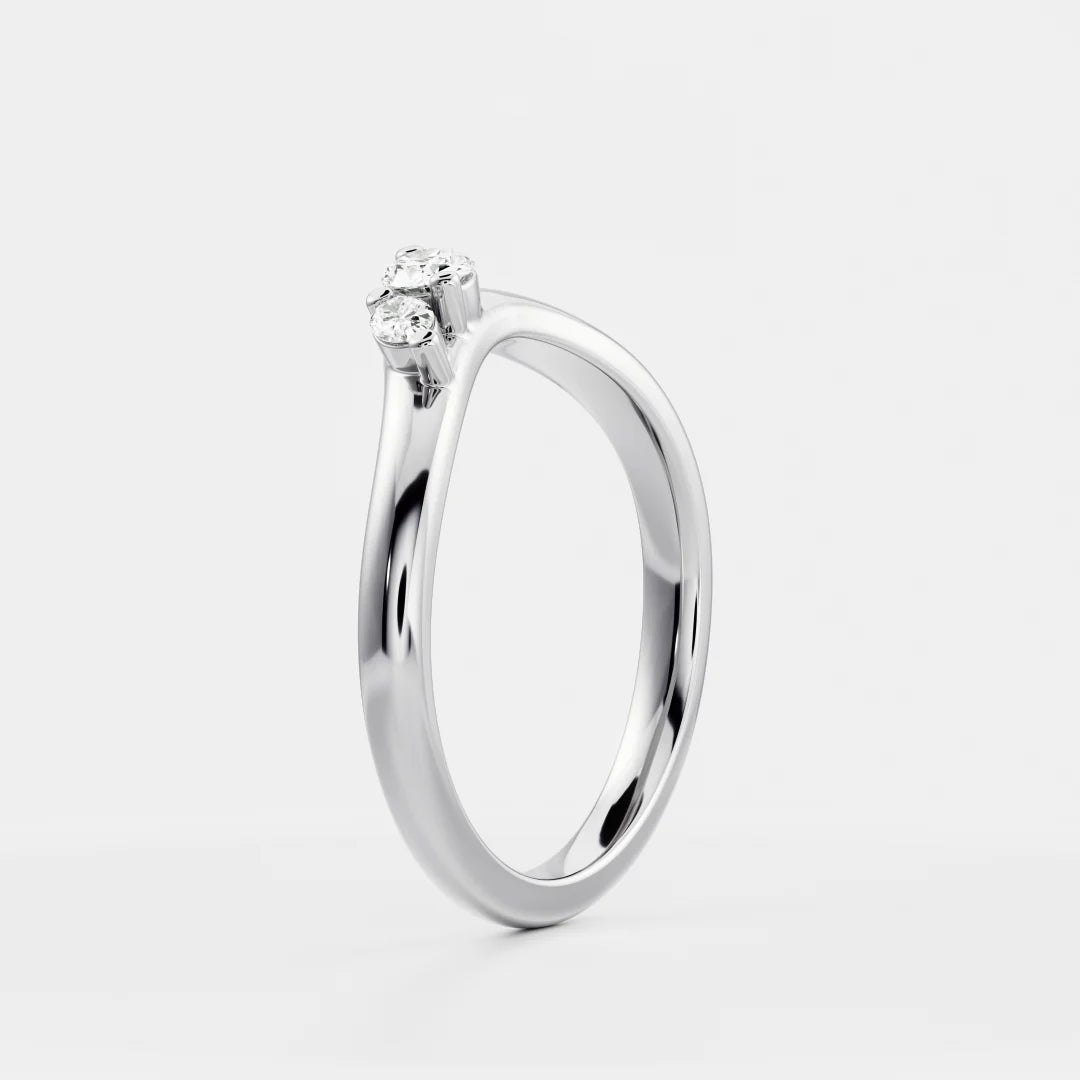 Oval Cut Lab Grown Diamond Curved Wedding Band