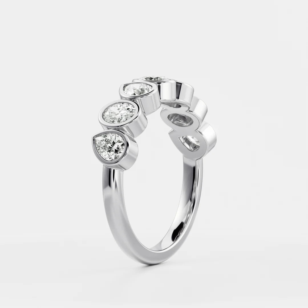 Pear & Oval Cut Lab Grown Diamond Bezel Wedding Band