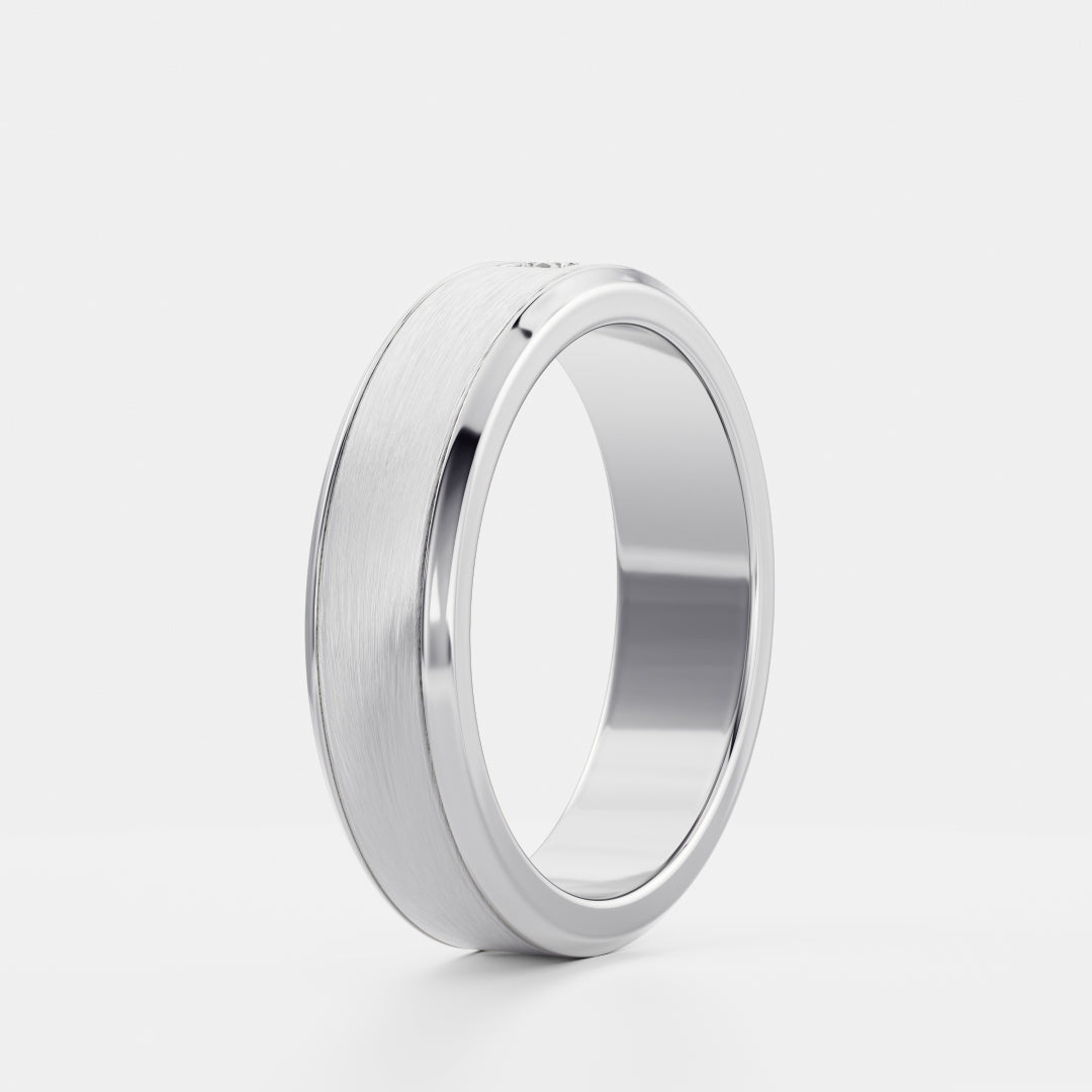 Round Lab Grown Diamond Brushed Finish Men's Wedding Band