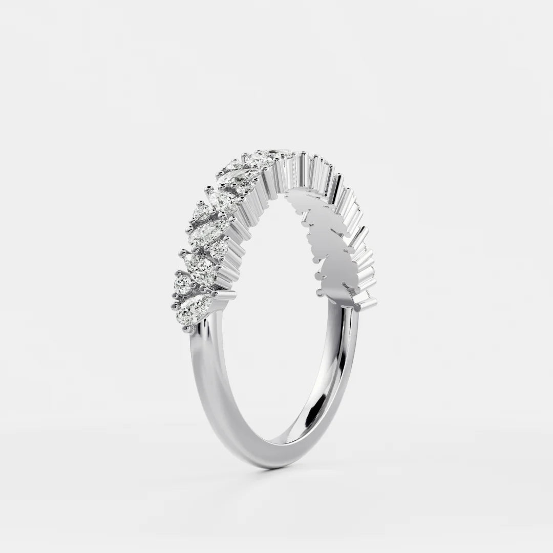 Pear and Round Lab Grown Diamond Scattered Wedding Band