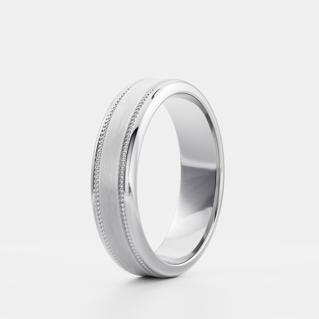 18K Solid Gold Classic Milgrain Men's Wedding Band