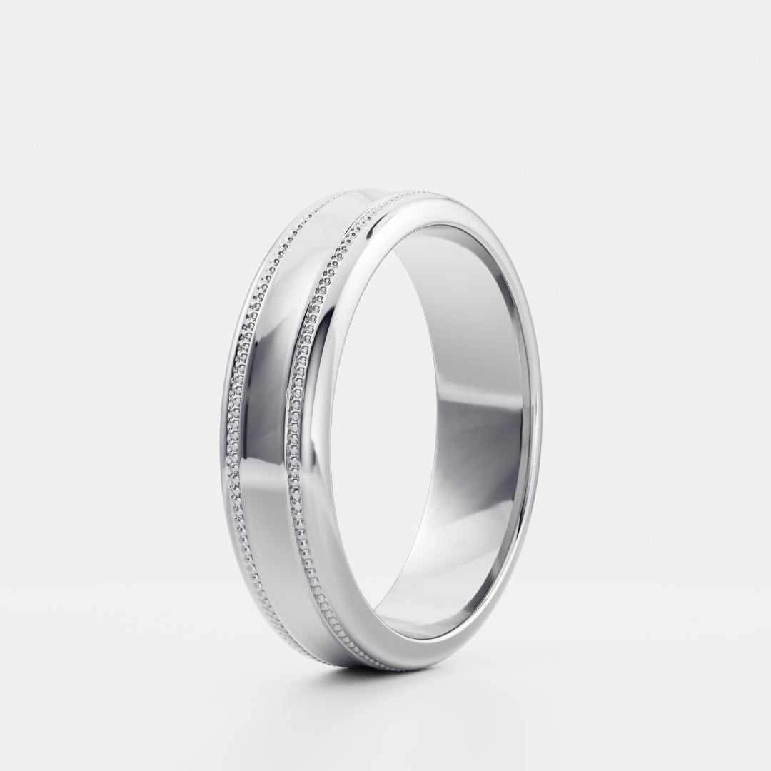 18K Solid Gold Classic Milgrain Men's Wedding Band