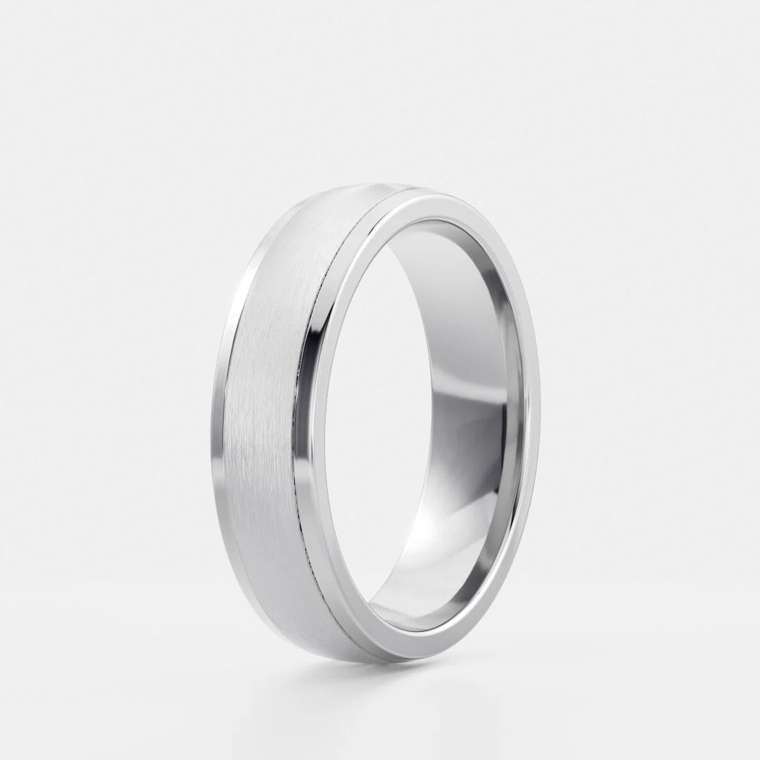 Two Tone Gold Comfort Fit Brushed Finish Men's Wedding Band