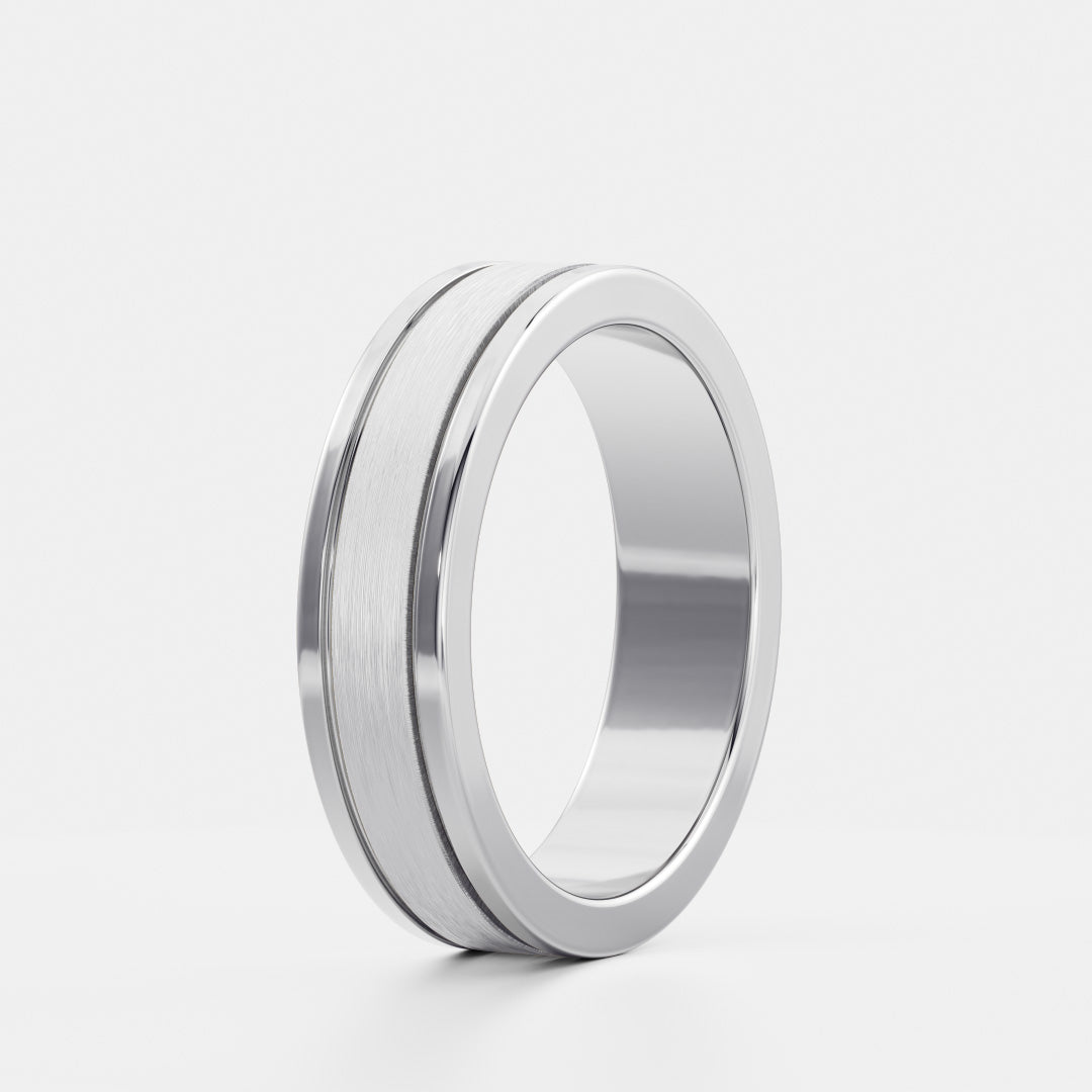 14K Solid Gold Comfort Fit Brushed Finish Men's Wedding Band
