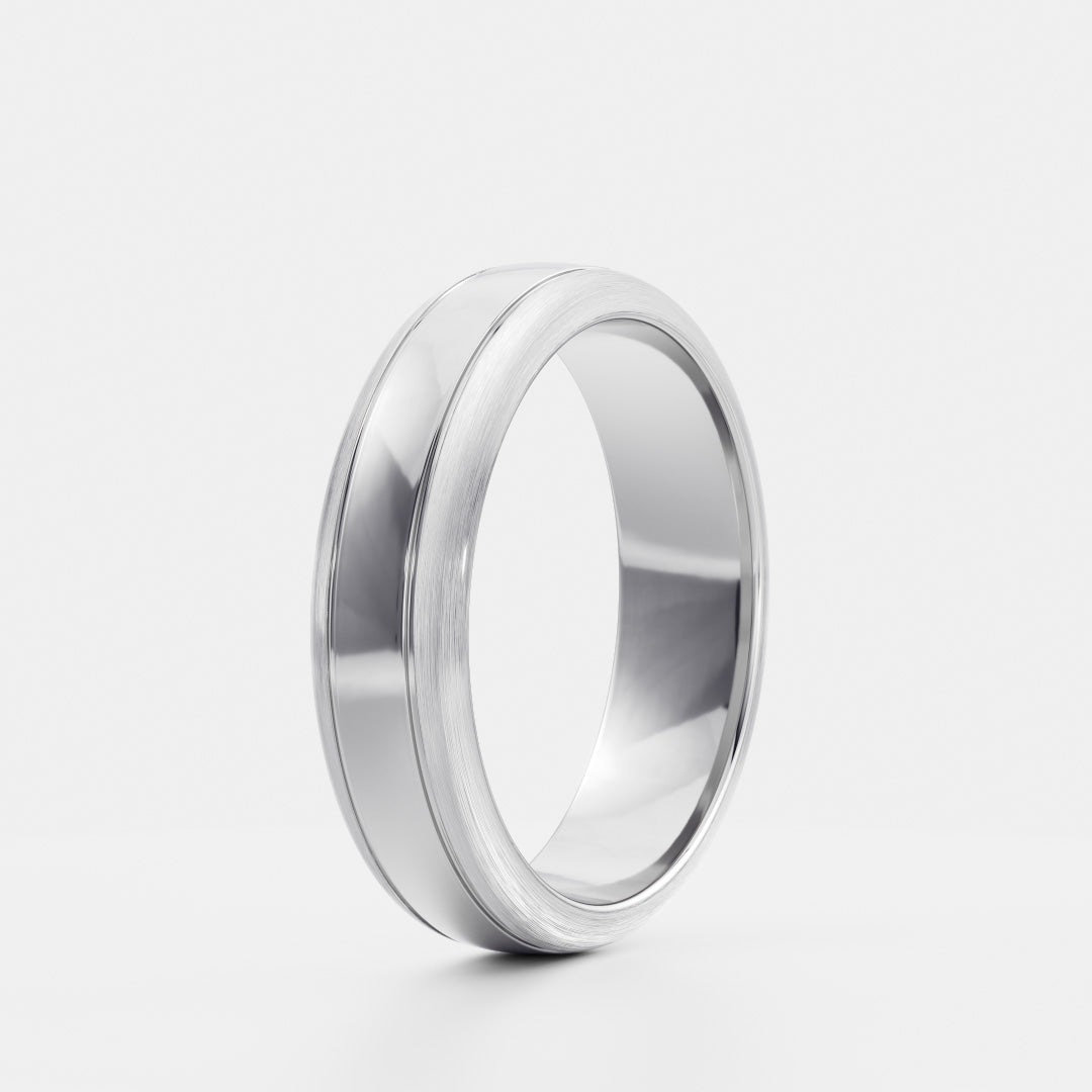 Classic Brushed Finish Double Groove Men's Wedding Band