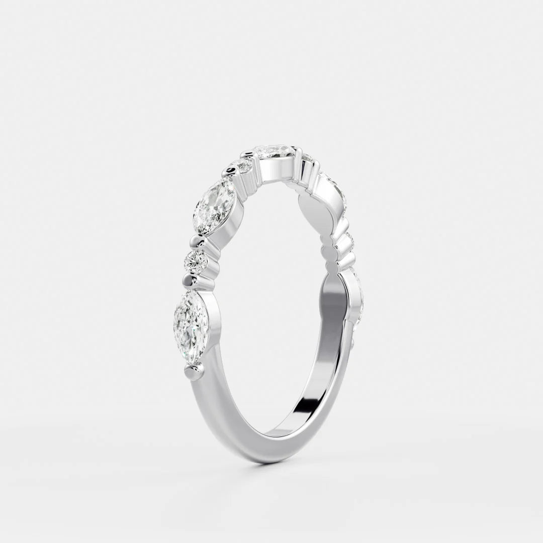 Marquise and Round Lab Grown Diamond Floating Bubble Wedding Band