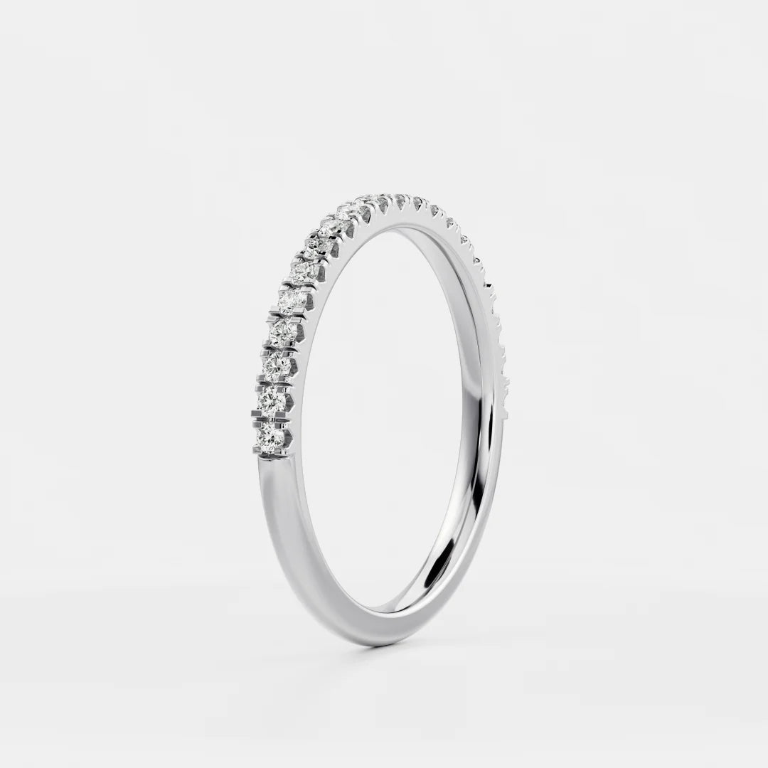 Round Lab Grown Diamond Half Eternity Pave Wedding Band
